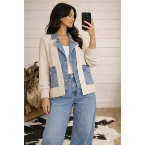 CABLE KNIT DENIM JACKET *Final Sale*