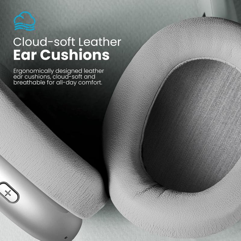 Wireless Headphones - 52dB Noise Cancellation, 5 Smart ENC Mics, Detachable Fabric Ear Cushions, 120 Hour Standby, Seamless Dual Device Connection for All-Day Use and Boosted Productivity
