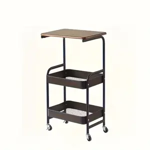 Kitchen storage cart, kitchen furniture, three-tier rolling cart, multi-functional metal storage rack, spice rack, portable wheels, ideal for kitchen storage, storage and organization rolling cart