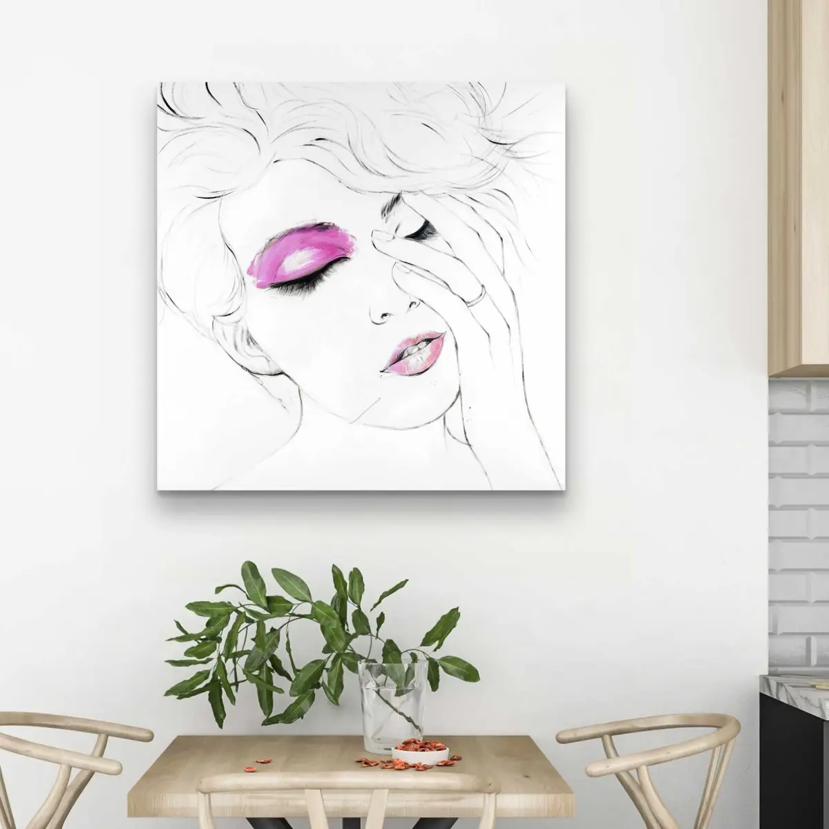 Begin Home Decor C1RC3232OFQUNB 32 x 32 in. Pink Makeup Canvas Art - Contemporary Bedroom Decor - Home