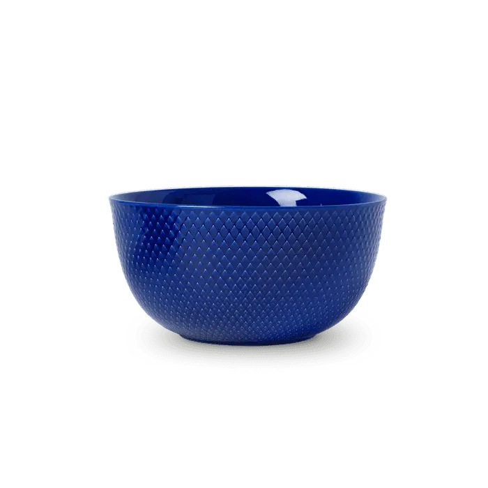 Lyngby Porcelæn Rhombe Color Serving Bowl, Dark Blue, Ø: 8.7"