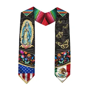 Mexican Graduation Stole 2026 – Mexico American Flag Graduation Sash, Class of 2026 V Shape National Country Flag Stole