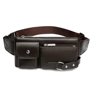 Men's waist bag for business and commuting, crossbody bag with a high-end feel, men's shoulder bag, convenient for going out, PU waterproof trendy chest bag