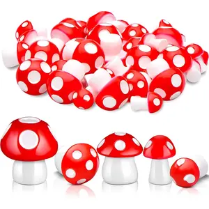 50 count Cute  Mushrooms Mini Miniature Figurines Garden Mushrooms Ornaments Model Garden Miniature  Statue Landscape DIY Bonsai Craft for  Decoration Supplies (Red)