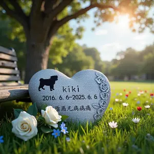 Custom Pet Memorial Stones Personalized Dog Grave Marker with Laser Engraving for Loss Memorials 11.5x12.5x5cm Heart Shape