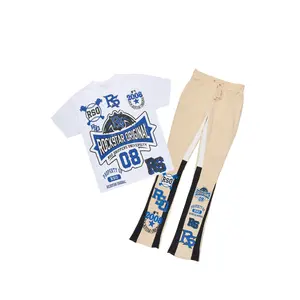 Marvixa White/Beige T-Shirt Stacked Track Set