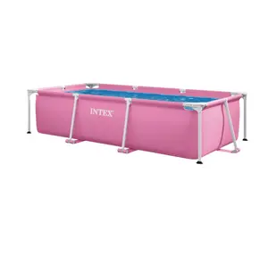 Intex 8.5 Feet x 26 Inches Rectangular Frame Above Ground Outdoor Swimming Pool Pink, outdoor pool, backyard swimming, family recreation, garden pool, summer fun, durable frame, water activities