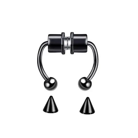 Unisex stainless steel non-piercing magnetic nose ring, fashionable hand-polished design, can be used as piercing and lip ring Adjustable Jewelry