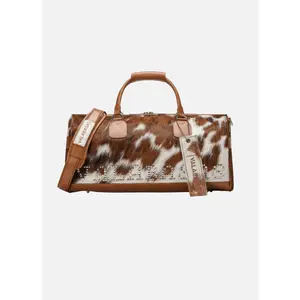 Sella 100% Cowhide Duffel Bag - Brown & Cream