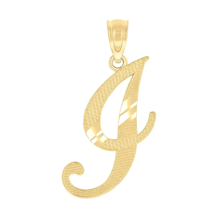 10kt Yellow Gold Unisex Diamond-Cut Initial I Charm Pendant 0.6g 23.8MM x 10.7MM Elegant Jewelry Gift