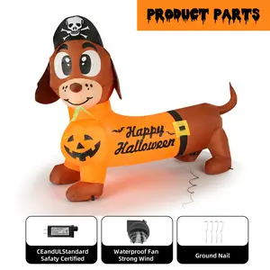 Halloween Inflatable Dog Outdoor Decorations Blow Up Yard Decorations with Build-in LEDs Blow Up Pumpkin for Halloween Party Indoor Outdoor Yard Garden Lawn Decor