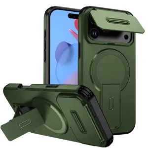 (Case & Nova) MagSafe Compatible Smartphone Case with Hidden Kickstand, Sliding Camera Cover & Military Grade Shockproof Protection Cellphone Accessory for iPhone 17 Pro Max 16 15 14 13 12 11 Handheld Devices slim anti-drop  stylish appearance