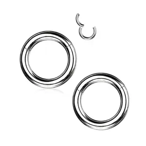 PAIR Silver 2g 4g 6g 8g 10g 12g 14g Hinged Clicker Segment Ring Hoop Earrings Big Gauges Ear Piercing Cartilage plugs men women 316L surgical steel septum