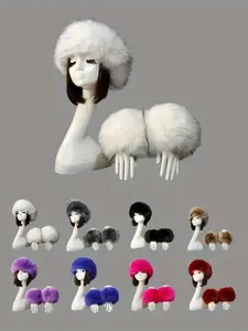 Winter Warm Faux Fur Hat Set, 3-Piece Anti-Cold Headband Cap Sleeve Cuff Kit, Cozy Winter Accessories for Cold Weather