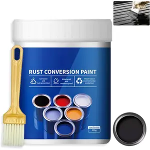 Weatherproof Rust Converter Paint For Metal,Rust Remover for Metals and Primer,Water-Based Industrial Anti-Rust Metallic Paint with Brush