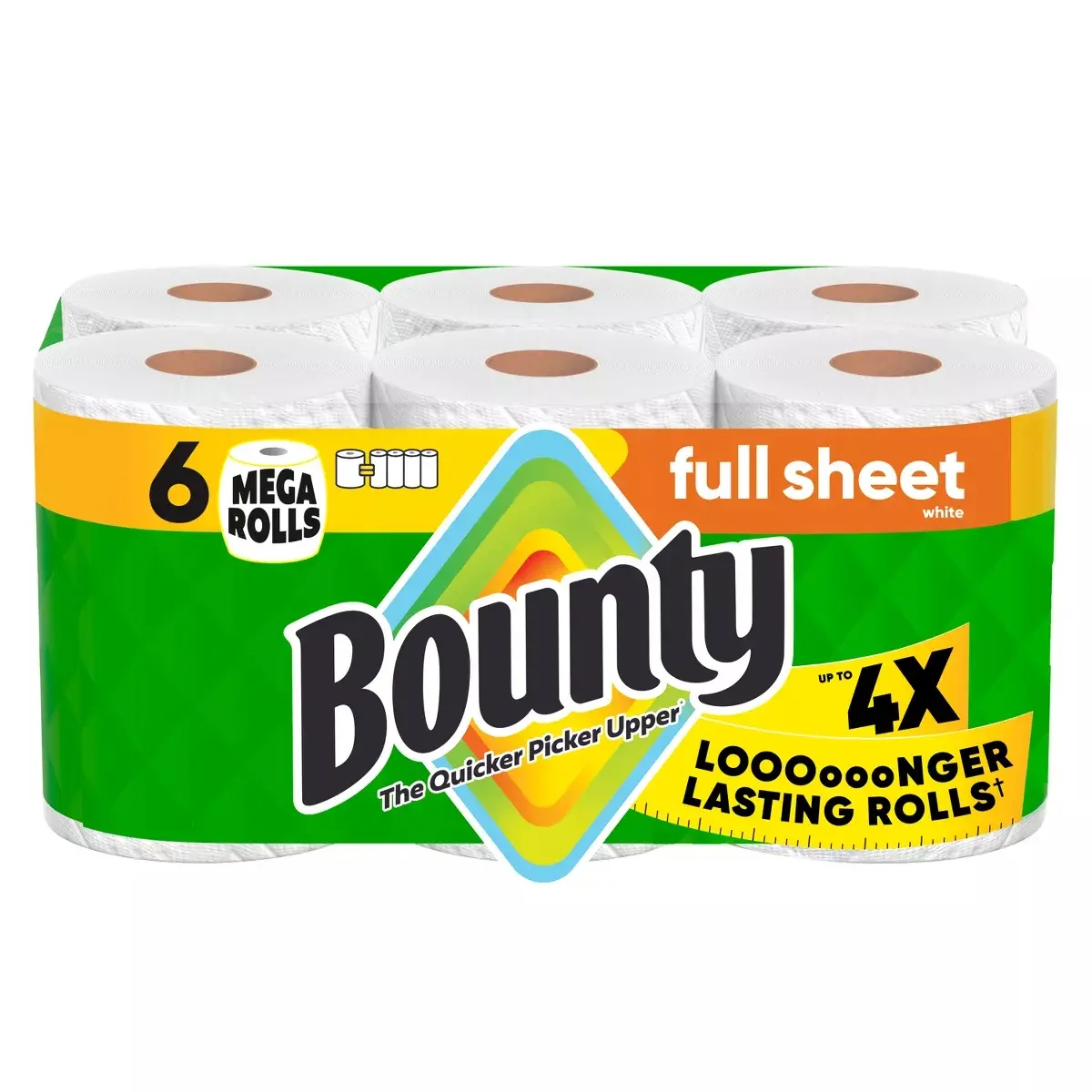 Bounty Full Sheet Paper Towels - 6 Mega Rolls - 2-Ply - 100 Sheets