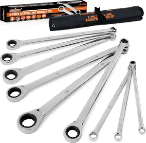 HORUSDY 9-Piece Extra Long Ratcheting Wrench Set with Tool Bag, Metric 8-19mm, CR-V Steel Combination Wrench Set, TikTokShopBlackFriday