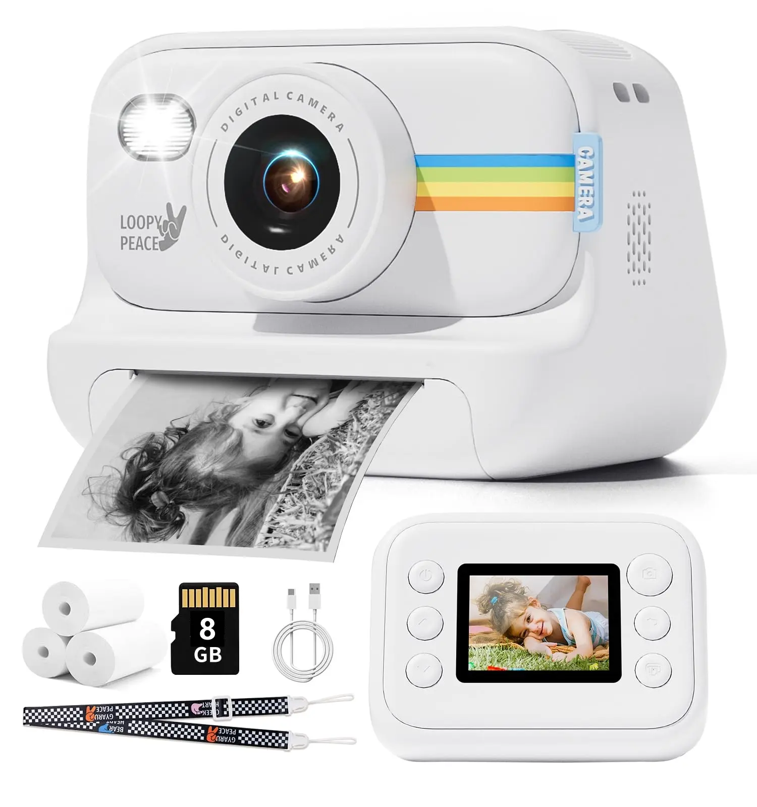 Kids Camera Instant Print, Christmas Birthday Gifts for Kids Age 3-12, Selfie Digital Camera with 1080P Videos,Toddler Portable Travel Toy for 4 5 6 7 8 9 Year Old Boys Girls