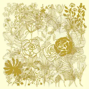 50 Elegant Floral Gold Foil Transparent PET Stickers - Waterproof Decorative DIY Stickers for Suitcases, Phone Cases, Laptops, Helmets, Skateboards