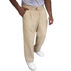 Men’s off-white waffle-texture straight casual trousers featuring a high waist with pleats and a drapey silhouette; skin-friendly, breathable, comfortable, and versatile—suitable for commuting and casual wear across various occasions.,summervibes