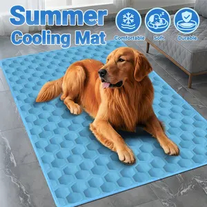 Multi-Size Blue Pet Ice Pad, Cold Sensation Anti-Slip Pet Cooling Mat, Summer Non-Fuzzy Dog Bed, Suitable for Small Medium Large Pets Bedding