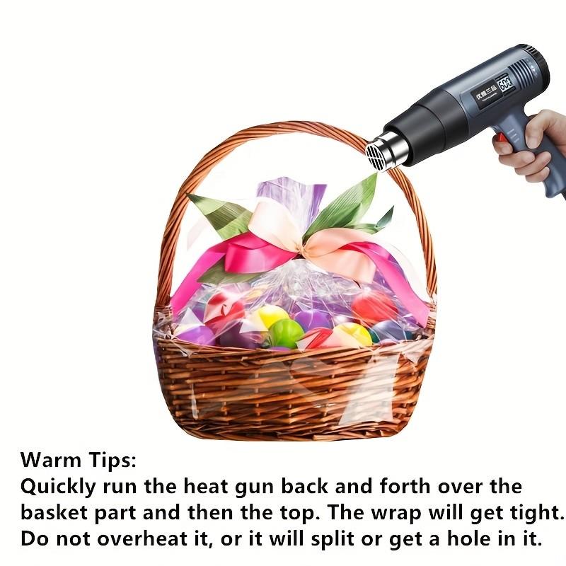 10pcs Large Shrink Wrap Bags for Gift Baskets, Transparent PVC Heat Seal Bags, 20x28/24x32/28x35 Inches, Easter Halloween Christmas Valentine's Day