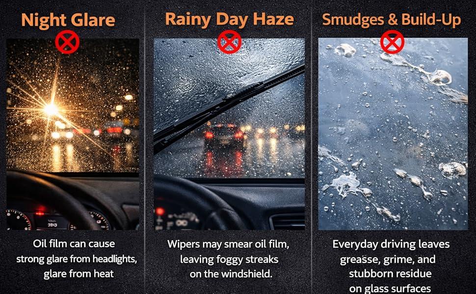 Glass Emulsion  Powerful  Multi-Purpose Cleaner Oil Film Cleaning Brush, Car Windshield Cleaner Tool for Automotive Windshield/Window/Mirror Cleaning, Clearvision Improve Driving Visibility