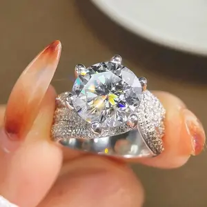 5CT Solitaire Zirconia Ring for Women – S925 Sterling Silver Wedding Engagement Ring, Sparkling Cubic Zirconia Bridal Set, Elegant Promise Ring for Her Gift