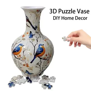 3D Puzzle Vase Adult Unique Pattern, 164 Arc Plastic Pieces, Home Office Decor, No Battery Needed, Birthday Gift, Holiday Present, Crafts