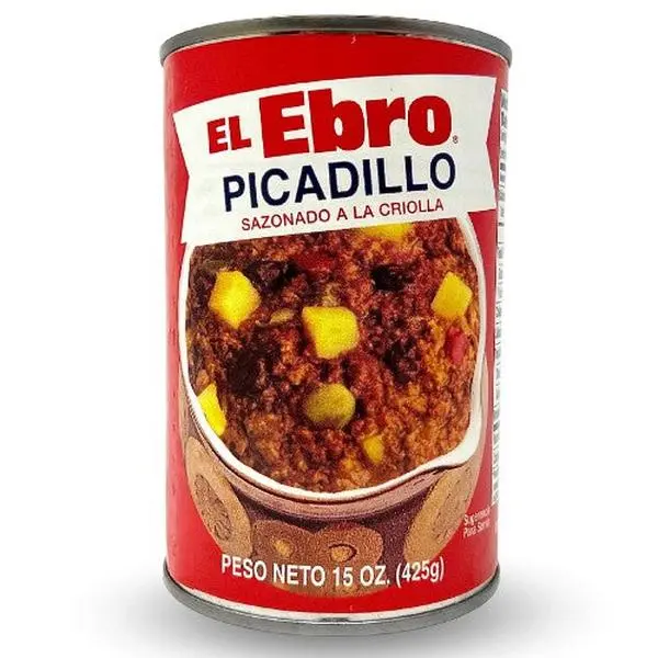 El Ebro Authentic Cuban Style Seasoned Picadillo Beef Hash, 15 Oz - Delicious, Easy-to-Prepare Heat-and-Serve Instant Meal with Criollo Garlic, Onion Seasoning, White Rice, Fried Plantains, Sweet-and-Salty Contrast Canned Pantry Food