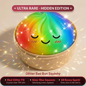 Viral Rainbow Dumpling Squishy Mystery Blind Box ULTRA RARE Rainbow Glitter Hidden Edition | Butter Feel Slow Rise Bao Bun Squeeze Toy Soft TPR Stress Relief Sensory Fidget ASMR Gift for Adults Teens | Baseball Sized One- shaggy needoh outdoorfun