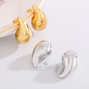 Gold Drop Stud Earrings