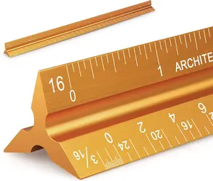 12" Architectural Scale Ruler  Architect Scale Triangular Scale Ruler for Architects, Draftsman, Students and Engineers, Golden