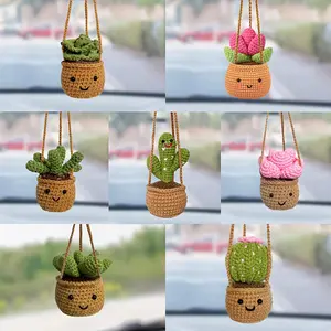 Handmade Plant-Shaped Fabric Rearview Mirror Hook, Cute Creative Style Car Hanging Decoration, Car Storage Organizer, Multi-Functional for Men & Women Drivers, Car Accessories
