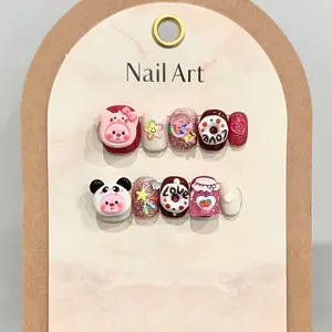 High-end, niche ins cartoon hand-molded finished products, personalized, versatile, detachable, reusable, press-type acrylic false nail nail patches