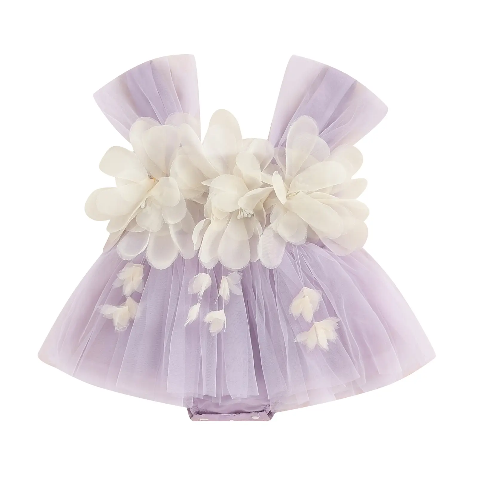 Newborn Infant Baby Girls 3D Flower Tulle Romper Dress Newborn Sleeveless Fairy Dress Wedding Birthday Baptism Outfit
