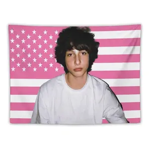 Mike Finn Wolfhard Celebrity Tapestry Thing Pink American Flag Print Stranger - Dorm Room Essential Wall Hanging For Bedroom & Living Room Decor