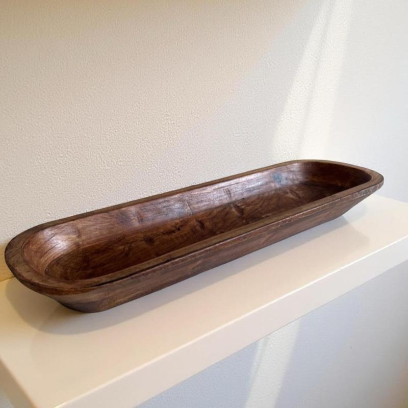 TLC Candle Co. Decorative Wooden Dough Bowl - Sturdy Rustic & Vintage Design for Home Decoration & Gifts - Hand Carved Wood with Unique Imperfections - Ideal for Versatile Use Saladbowl Sundaebowl