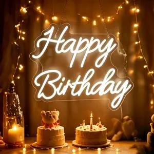 Neon Happy Birthday Sign - 12V Birthday Light Sign - Illuminated Birthday Sign with Dimmer Switch - Ideal for Backdrop Decorations, Party Celebrations, and Holiday Displays
