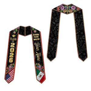 Personalized Mexican Graduation Stole 2026, Mexican American Flag Graduation Sash, Grads Hispanic Sash