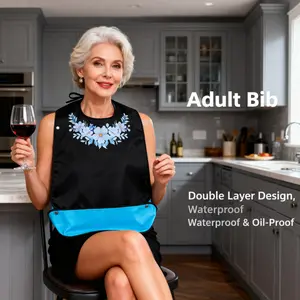 Adult Waterproof Bib for Eating, Elderly Feeding Bib, Anti-Slobbering Apron, Senior Dining Bib, Water-Resistant Meal Bib