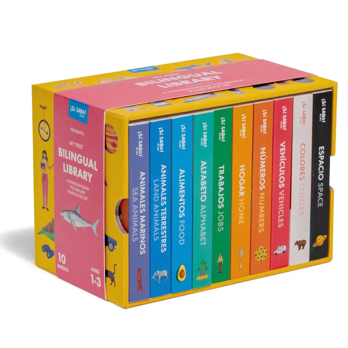 My First Bilingual Library | Spanish-English Vocabulary Board Book Set | Colors, Numbers, Animals & ABCs for Toddlers -  Board book
