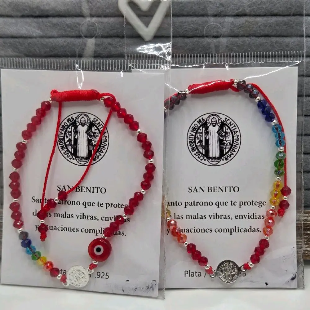 San Benito Bracelet - Red Beaded Design with mexican 925 Silver Accents, Ideal for Protection and Style
