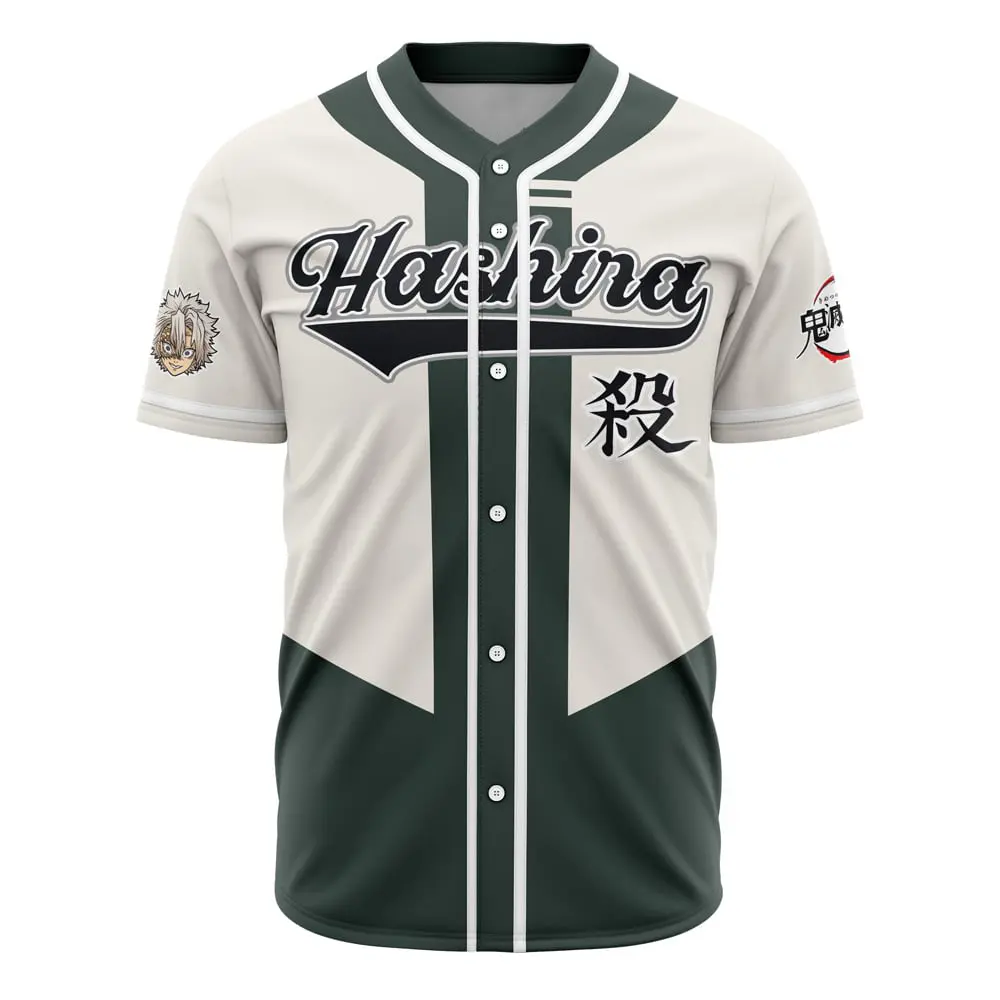 AniBase Club Hashira Sanemi Shinazugawa Demon Slayer Baseball Jersey - Premium All-Over Print, 100% Polyester, XS-5XL, Unisex Fit, Anime-Inspired Design