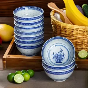 Chinese Style Ceramic Bowl Set, 2/4 Counts/set Exquisite Bowl, Noodle Bowl, Rice Bowl, Salad Bowl, Soup Bowl, Handmade Ceramic Bowl
