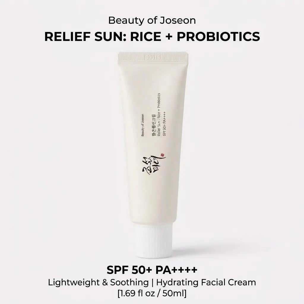 Beauty of Joseon Relief Sun Rice + Probiotics Gentle Korean Facial Sunscreen Cream - SPF50+ PA++++, 1.69 oz Original Version, Lightweight Soothing Hydrating Rice Extract, Daily UV Protection for Sensitive Skin, Selfcare Essential, Korean Sunscreen, Face