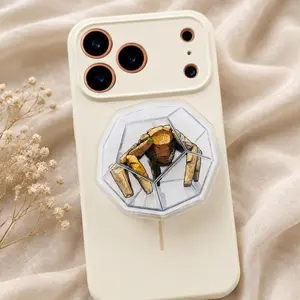 Sci-Fi Rock Monster Phone Grip, 2D Acrylic Phone Stand Holder, Geometric Design Phone Socket for Smartphone, Durable & Unique Accessory