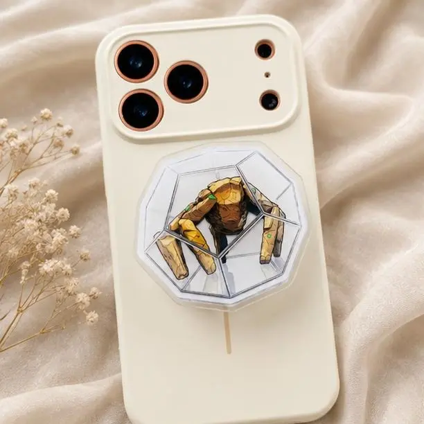Sci-Fi Rock Monster Phone Grip, 2D Acrylic Phone Stand Holder, Geometric Design Phone Socket for Smartphone, Durable & Unique Accessory