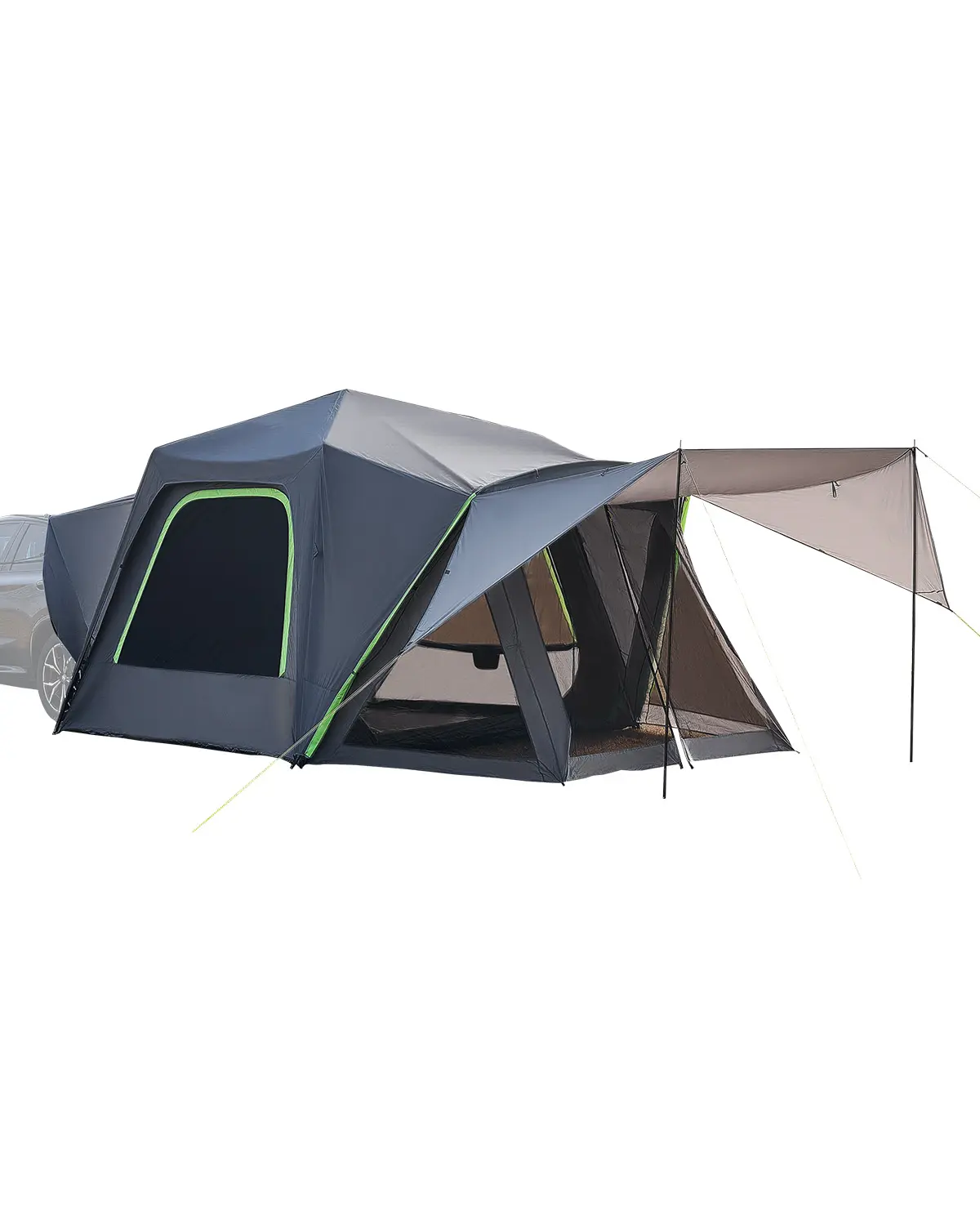 VEVOR SUV Tent for Camping,  10FT L x 10FT W, Waterproof PU2000mm Spacious Double Layer Design for 5-8 Person, SUV Camping Tent with Shade Awning and Mesh Windows, Includes Rainfly and Storage Bag