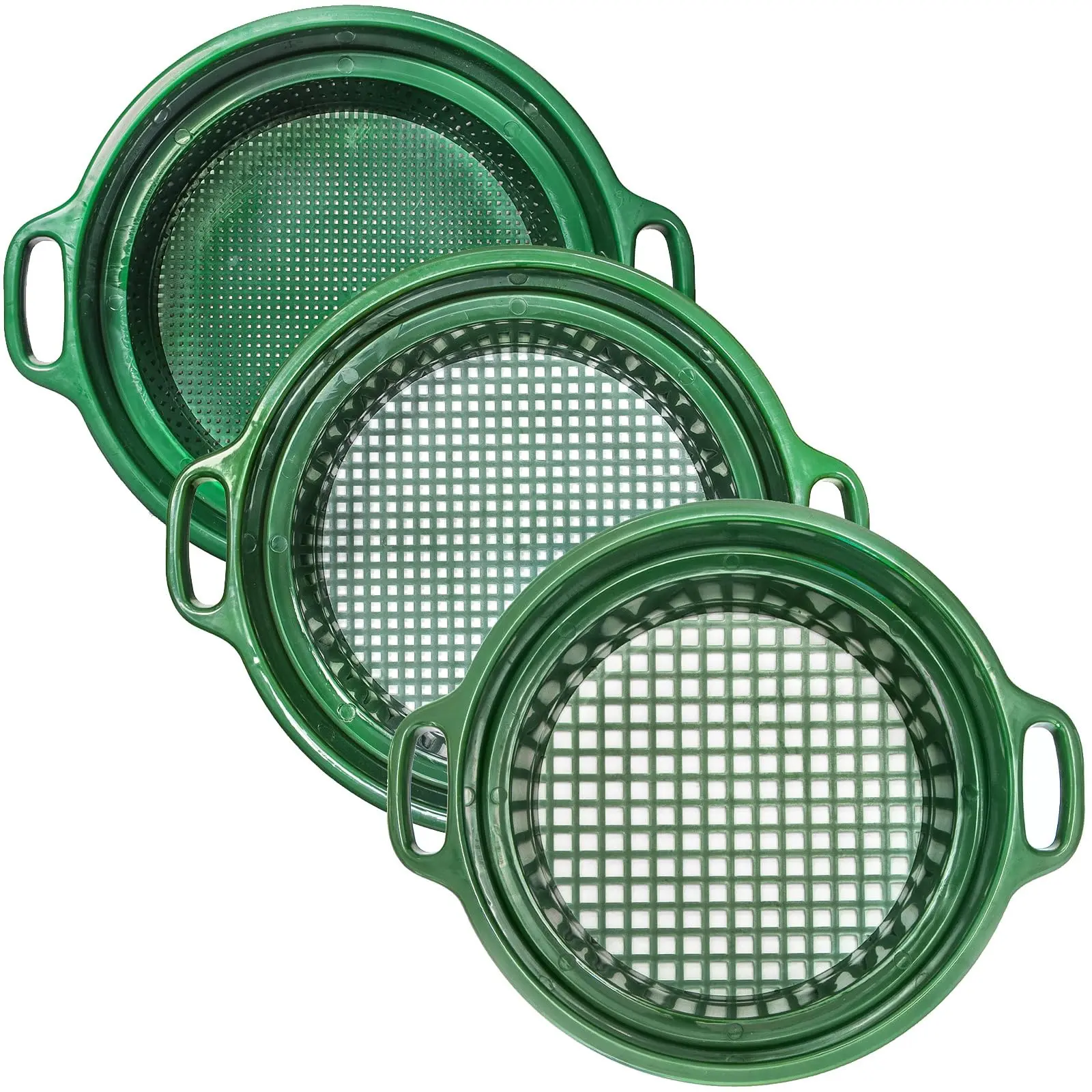 ASR Outdoor 3pc Heavy Duty Gold Panning Paydirt Classifier Screen Set with Handles (1/2, 1/4, 1/8 mesh) Kitchen Plastic Equipment Food Colander Kitchenware Filtration Basket